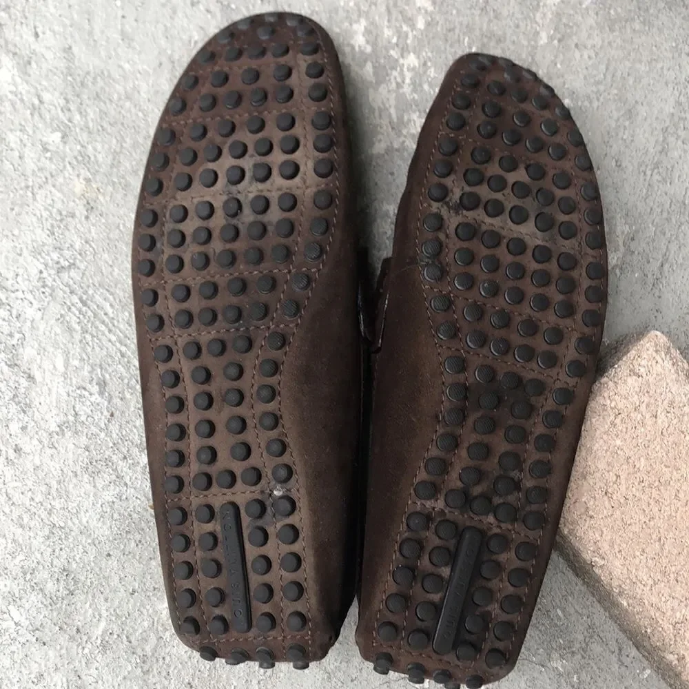 Louis Vuitton suede slip ons